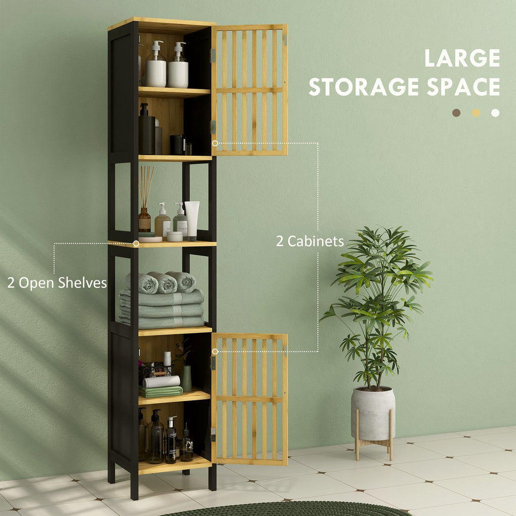 Bamboo Bathroom Storage Unit - Retro Cut-Out Design - Image 4