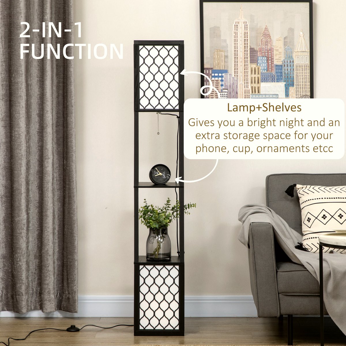 Modern Floor Lamp - MDF with Integrated Shelving - Image 4
