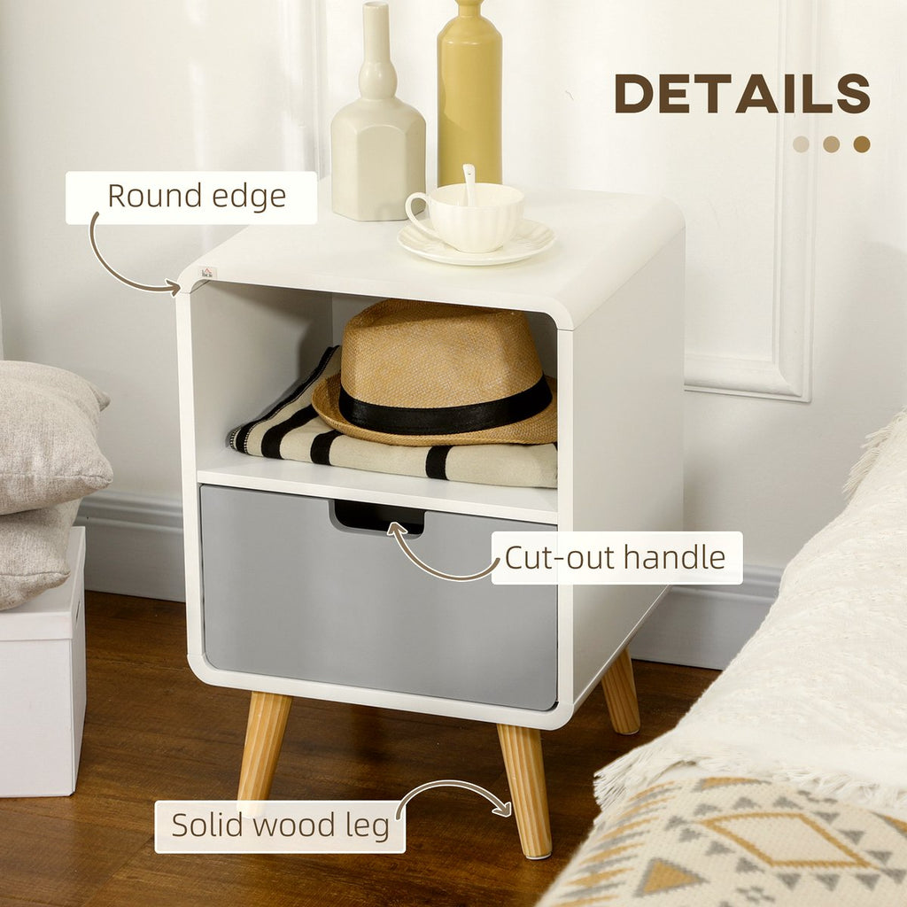 Pine Wood Nightstand - Scandinavian Nordic Two-Drawer Design - Image 4