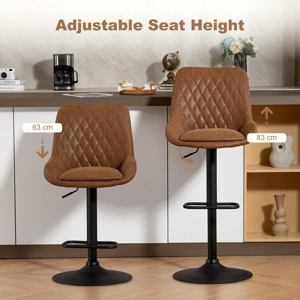 Retro Bar Stools - Orange Faux Leather Swivel Design - Image 4