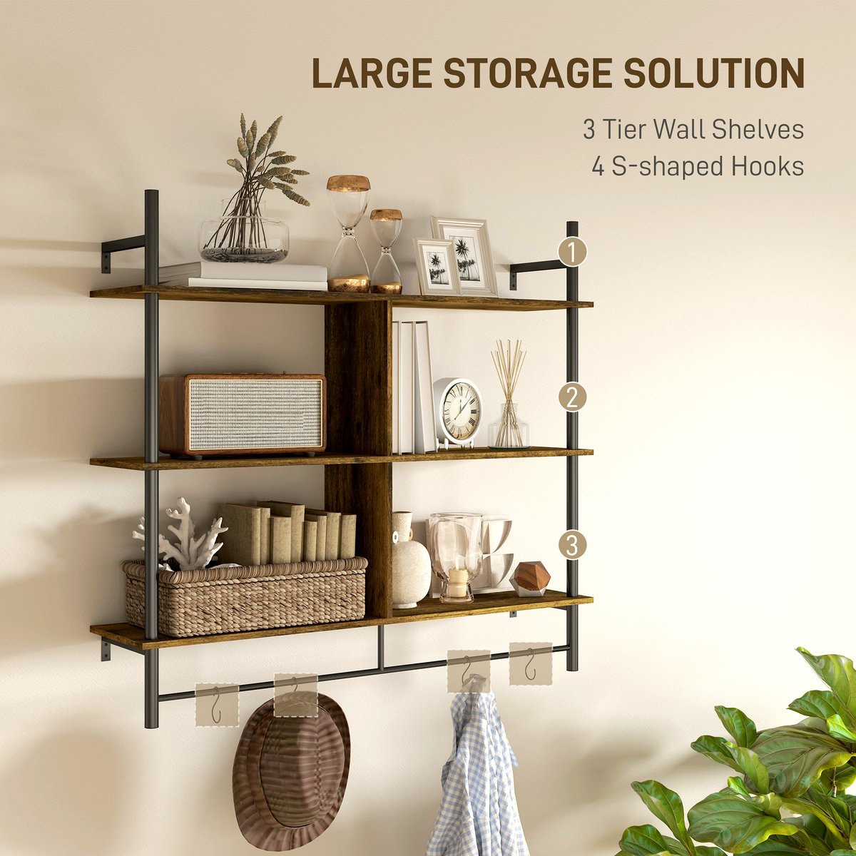 Three-Tier Floating Shelf - Industrial Steel Frame - Image 4