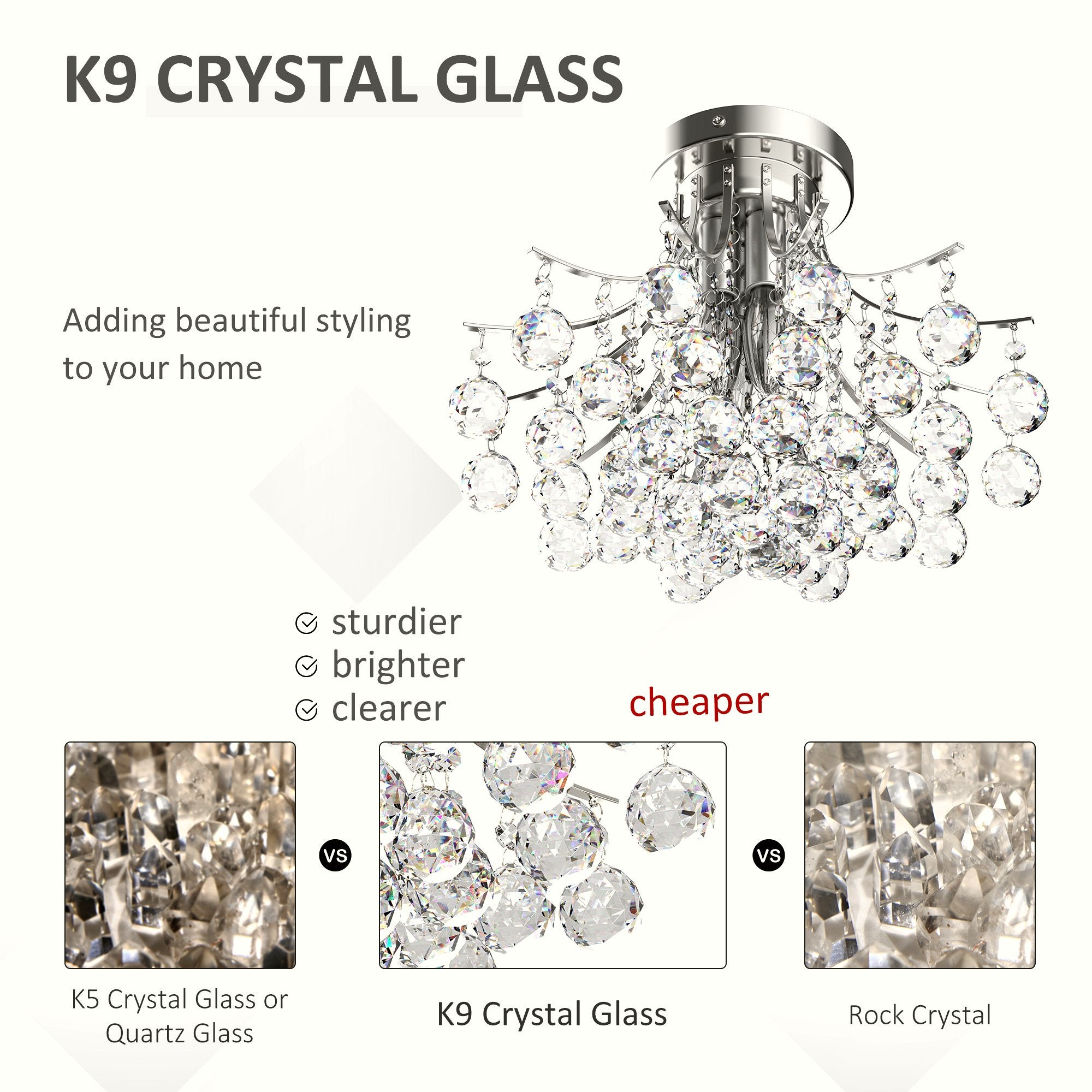 Crystal Chandelier - K9 Droplets with 3 Bulb Base - Image 4