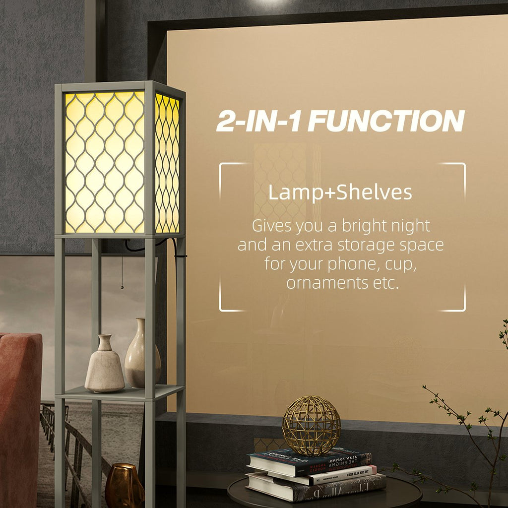 Floor Lamp with Shelves - Modern Light Grey Storage Lamp - Image 4