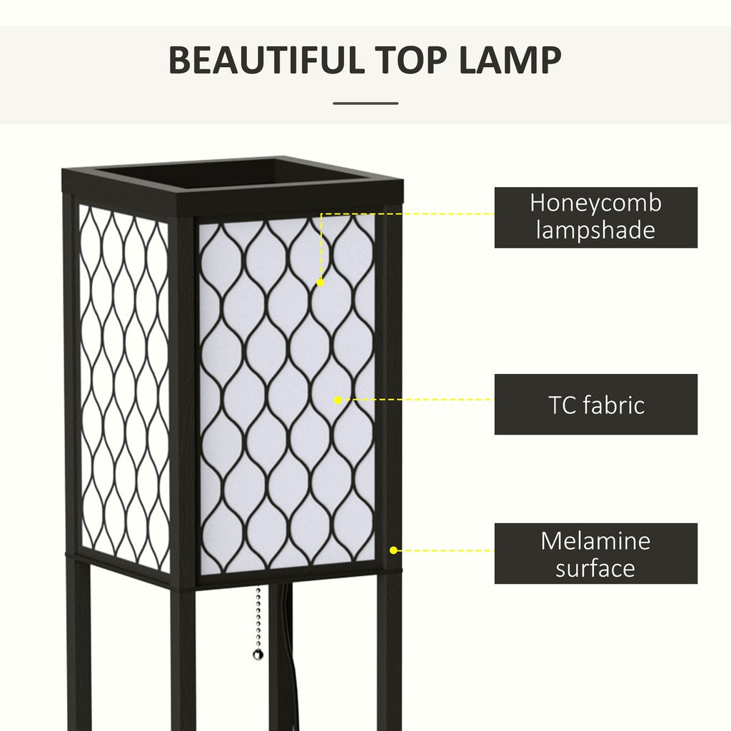 Floor Lamp Shelf - Black Wood Modern Storage Lighting - Image 4