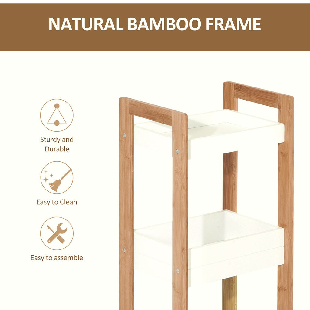 Bamboo Bathroom Rack - 3-Tier Narrow Space Storage Shelf - Image 4