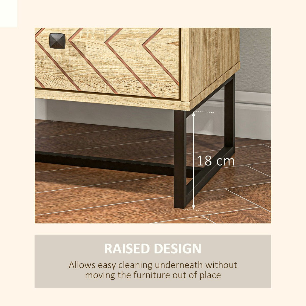 Zig Zag Bedside Table - Two-Drawer Wood Storage Unit - Image 4