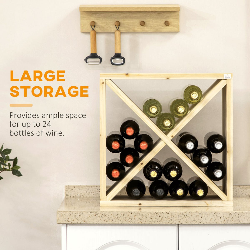 Wooden Wine Rack - X-Shaped Tabletop Storage for 24 Bottles - Image 4