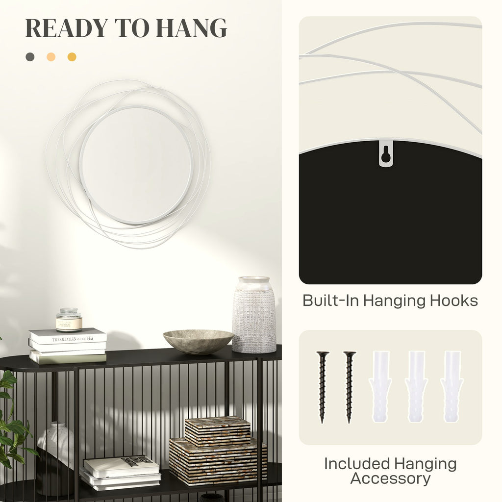 Abstract Metal Wire Wall Mirror - Silver Geometric Design - Image 5