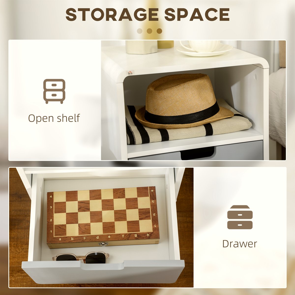 Pine Wood Nightstand - Scandinavian Nordic Two-Drawer Design - Image 5