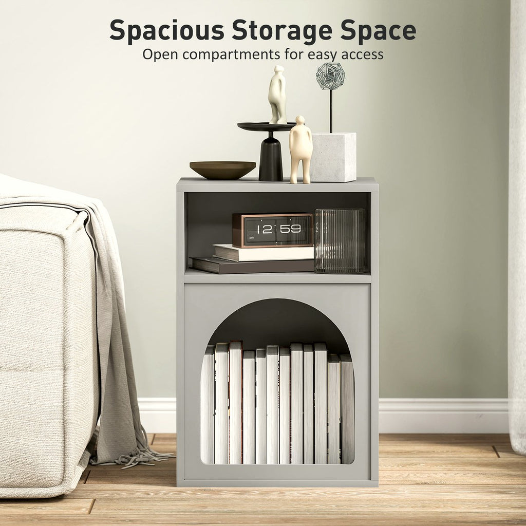 Bedside Table - Grey MDF with Arch Design - Image 5