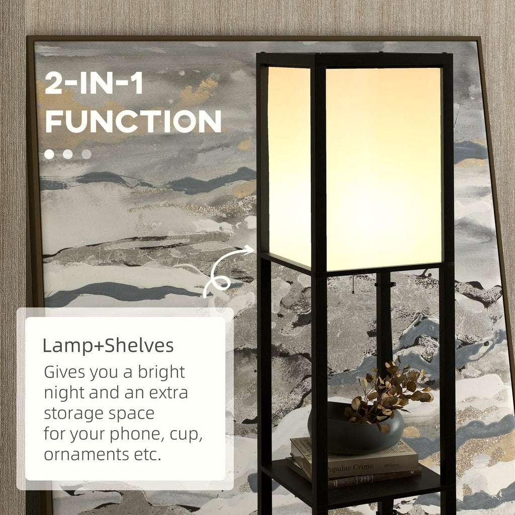 Modern Floor Lamp - Dual Light Shelving Unit in Black - Image 5