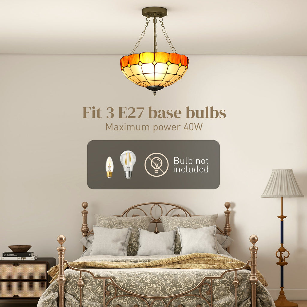 Tiffany Style Ceiling Light - Vintage Glass Chandelier - Image 5