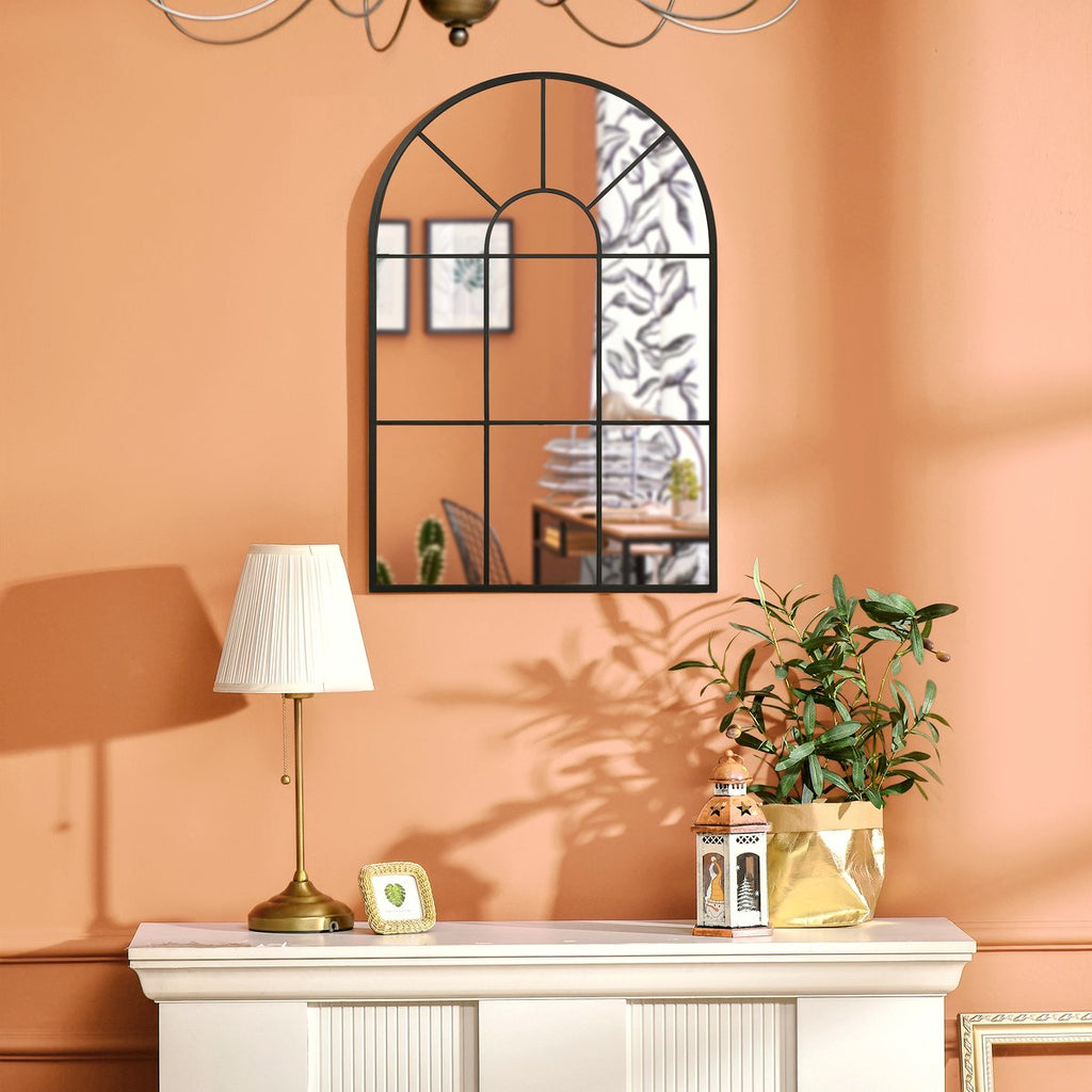 Arched Grid Mirror - White Metal Frame with Classic Design - Image 5