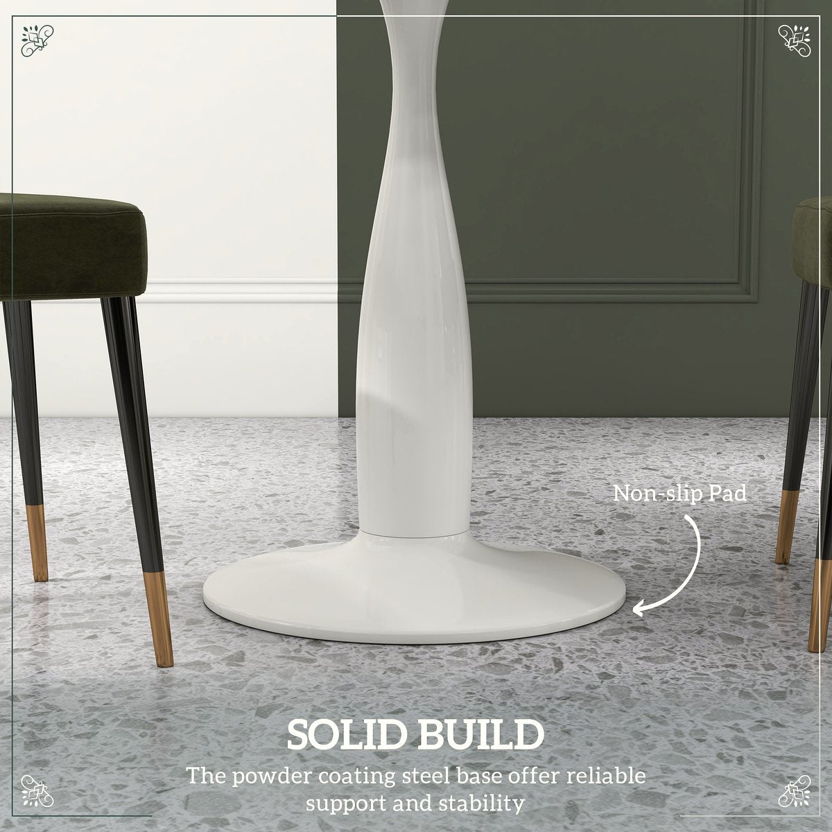 Round Dining Table - Steel Base with Non-Slip Feet - Image 5