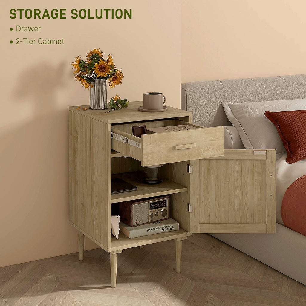 Rattan Side Table - Natural Wood Storage Cabinet - Image 5