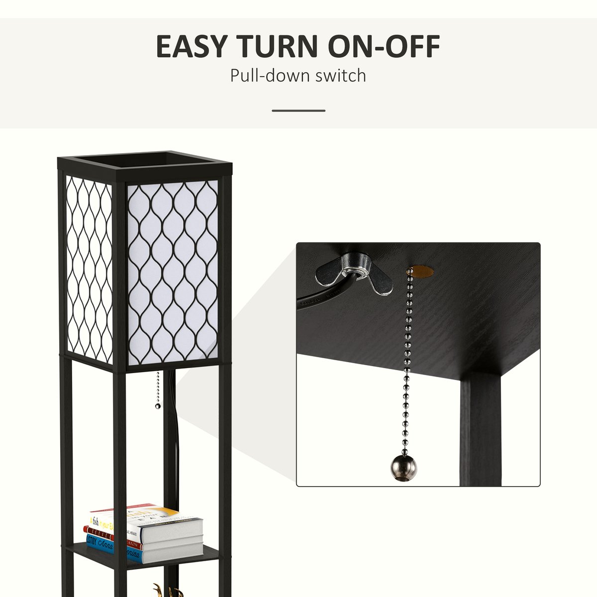 Floor Lamp Shelf - Black Wood Modern Storage Lighting - Image 5