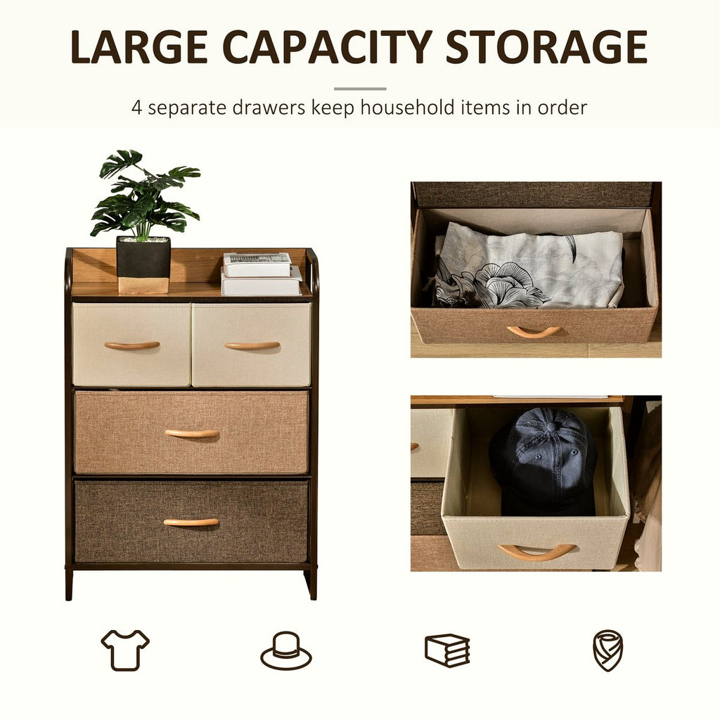 4-Drawer Storage Tower - Steel Frame with Wooden Accents - Image 5