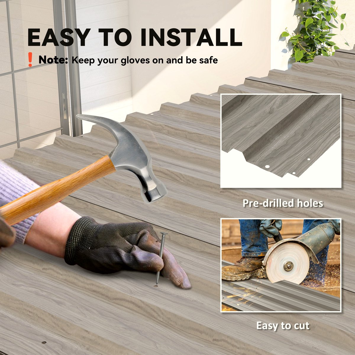 Corrugated Steel Roof Panels - Grey Wood Effect Finish - Image 5