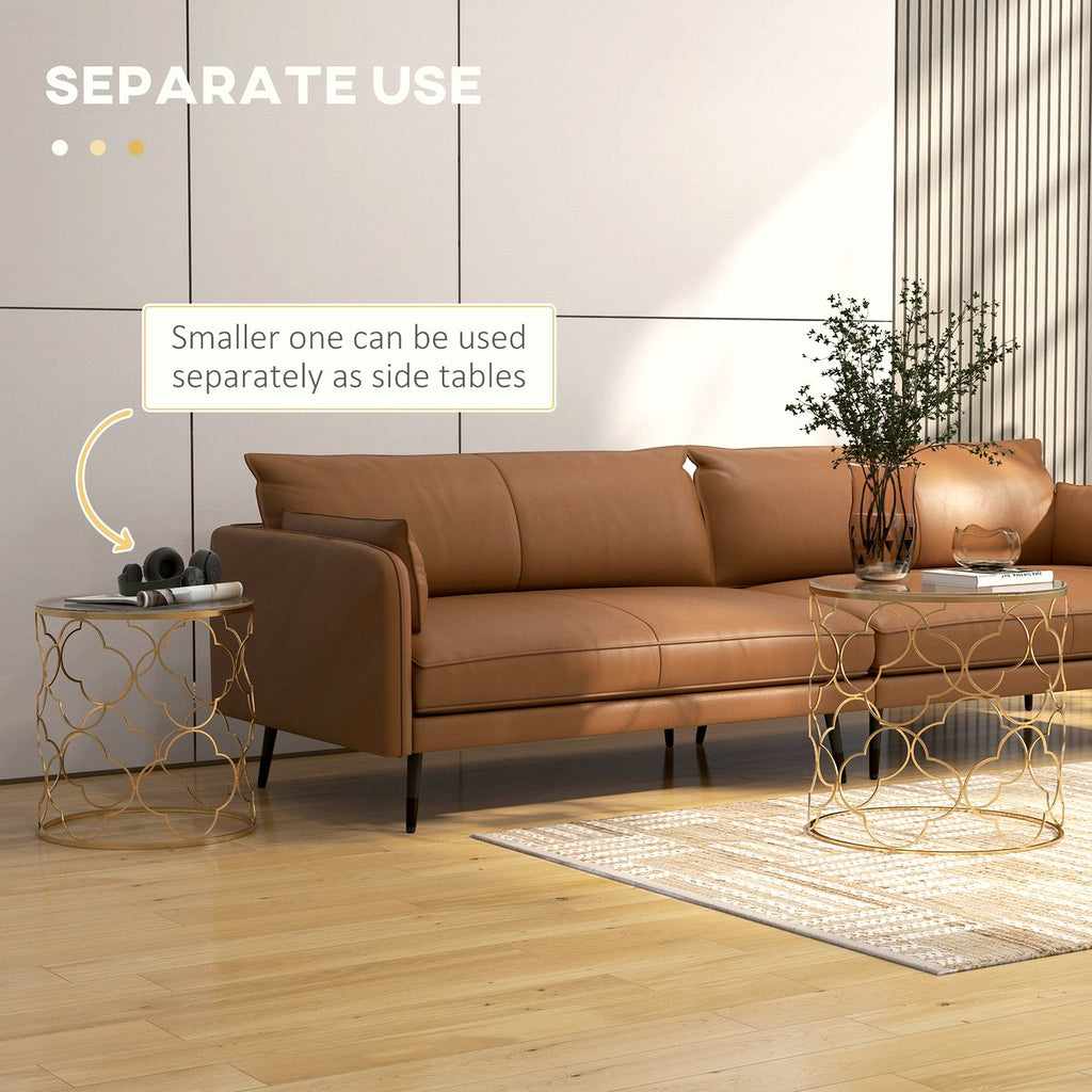 Nesting Side Tables - Gold Wire Frame with Glass Top - Image 5