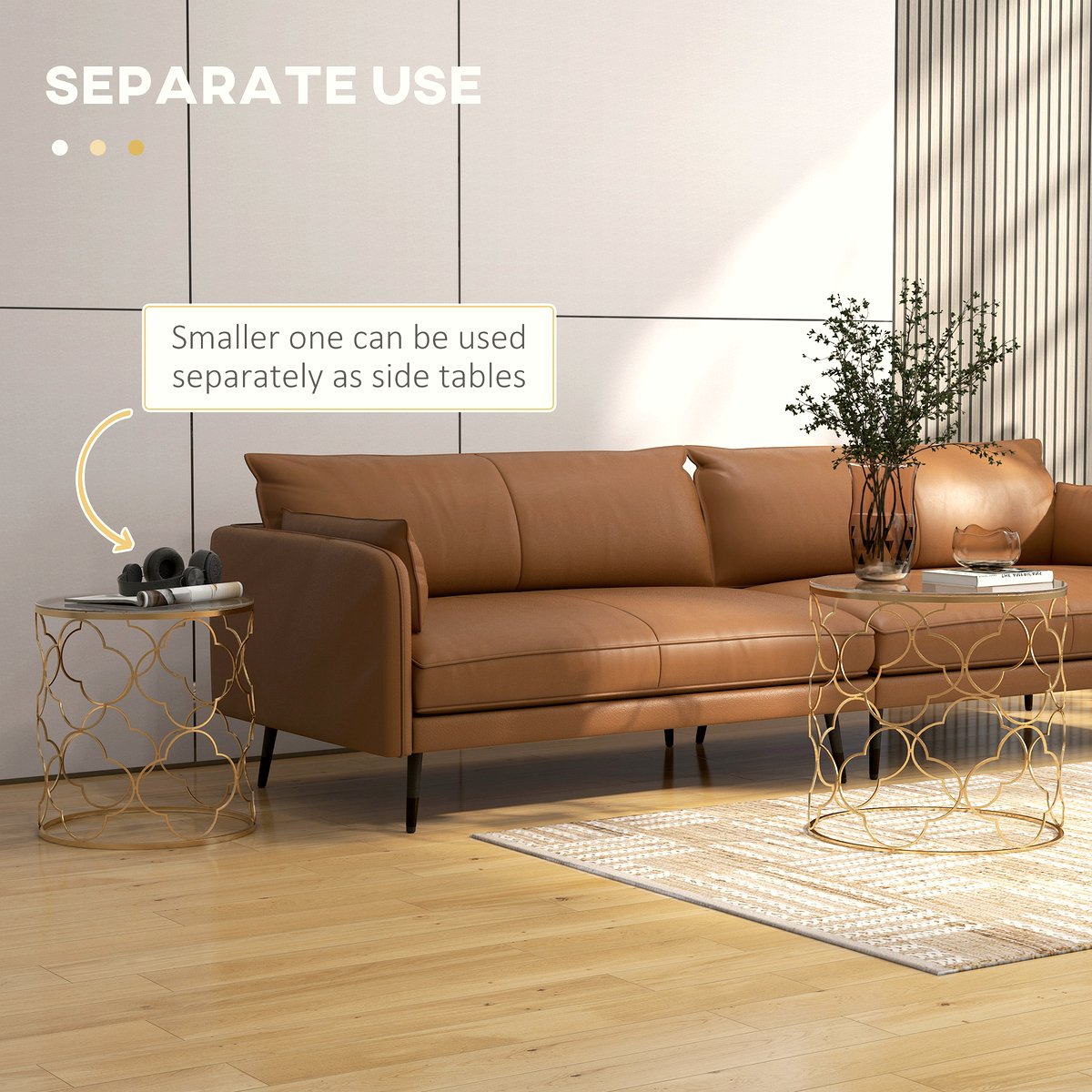 Nesting Side Tables - Gold Wire Frame with Glass Top - Image 5