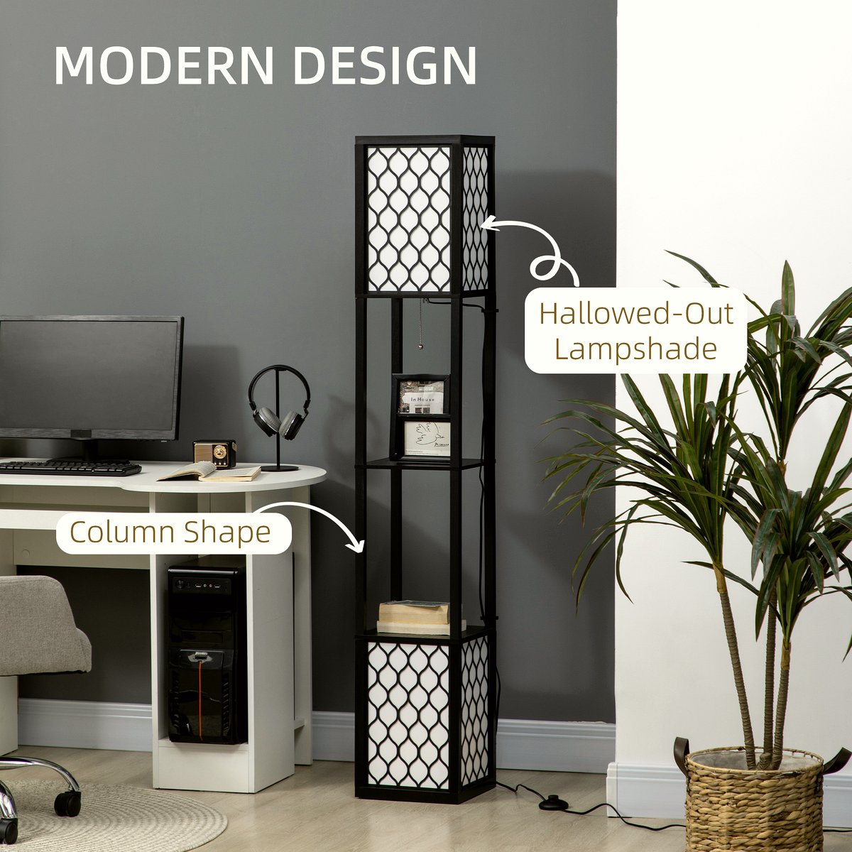 Modern Floor Lamp - MDF with Integrated Shelving - Image 5