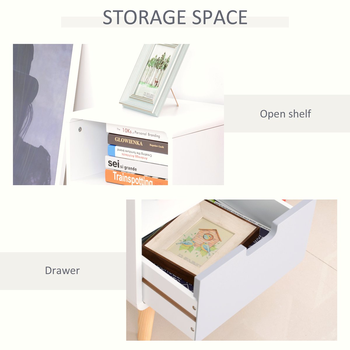 Pine Bedside Table - Scandinavian Nordic Storage Unit - Image 5