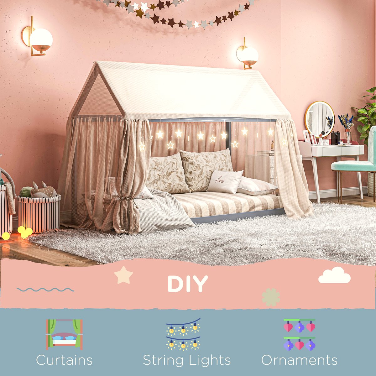 Pine Wood Single Bed Frame - Scandinavian House Design - Image 5