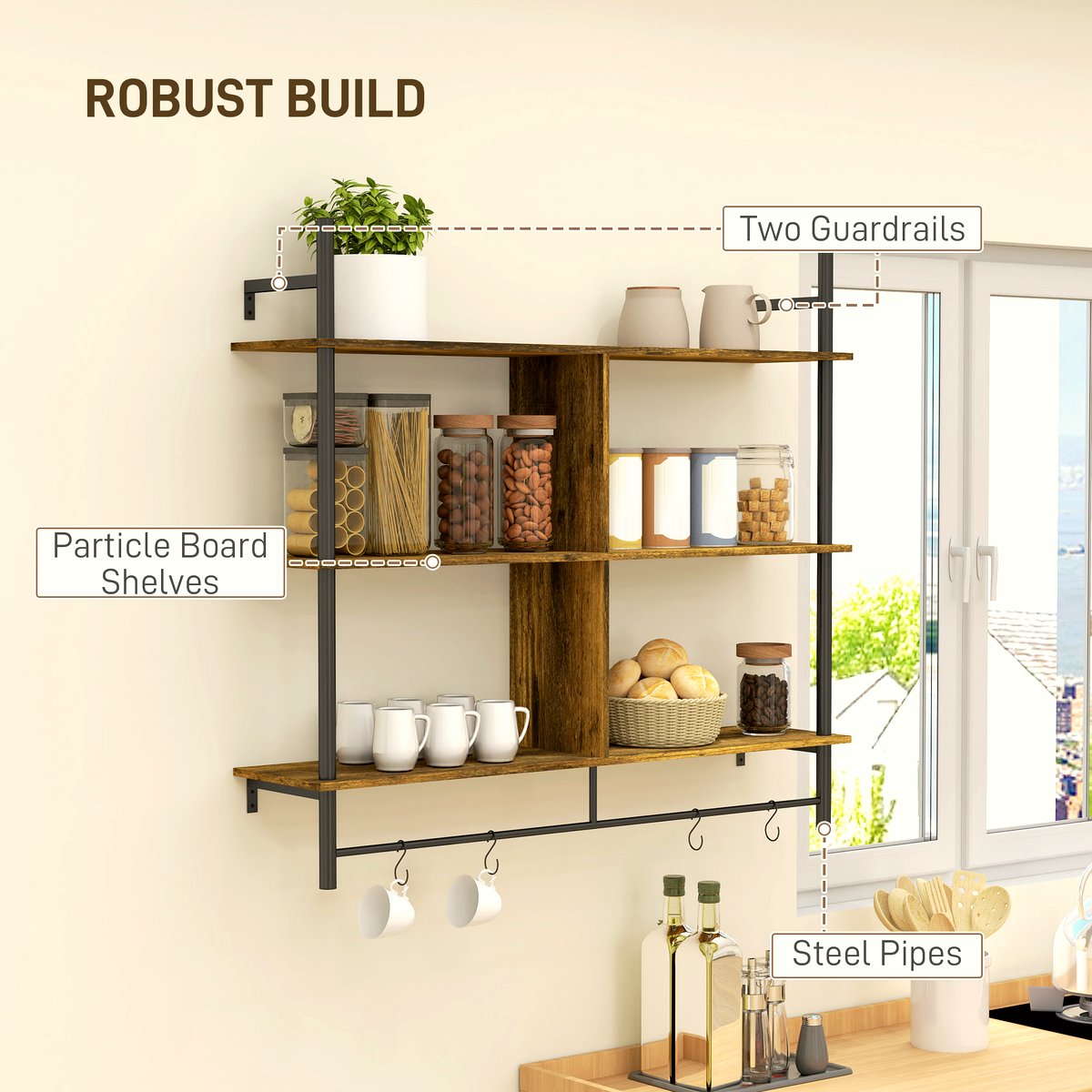 Three-Tier Floating Shelf - Industrial Steel Frame - Image 5