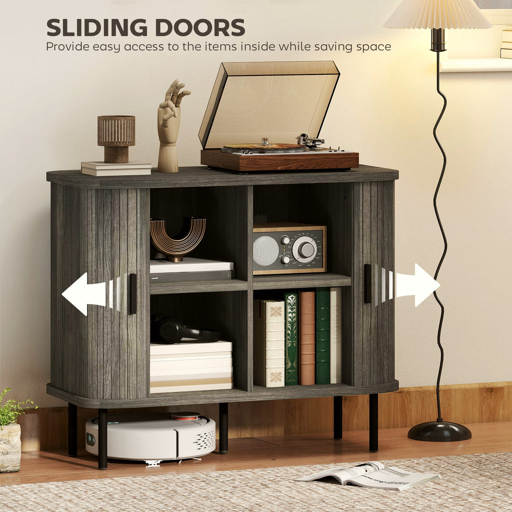 Oak Sideboard - Mid-Century Modern Sliding Tambour Doors - Image 5