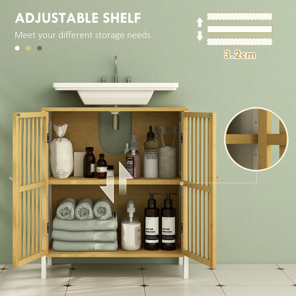 Bamboo Sink Cabinet - Retro Cut-Out Storage Solution - Image 5