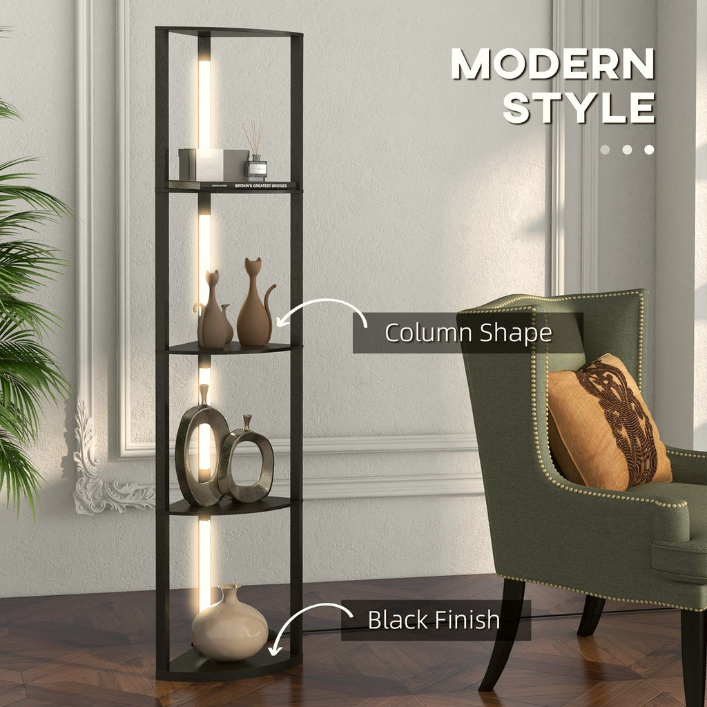 Corner Floor Lamp - Black MDF with LED Shelving - Image 5