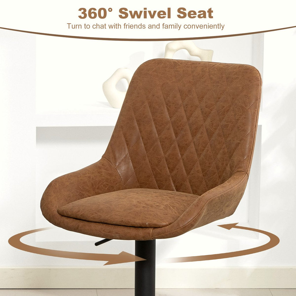 Retro Bar Stools - Orange Faux Leather Swivel Design - Image 5